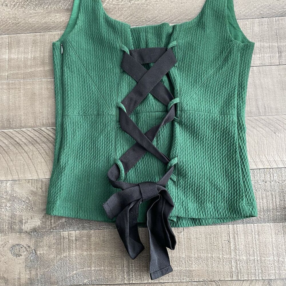 Maeve Deep Green Ribbed Tank Top - Picture 4 of 13